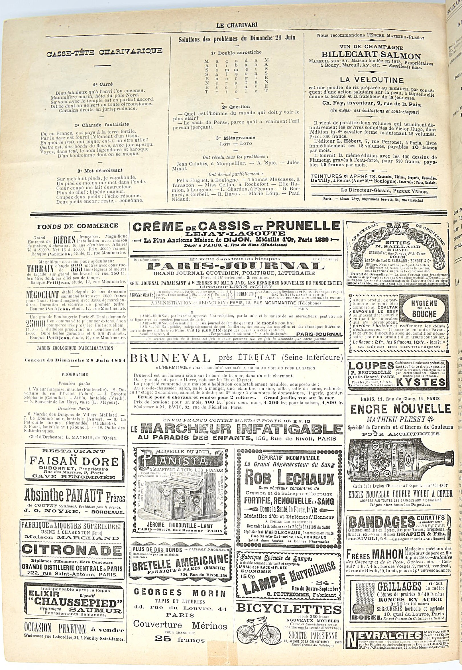 Pierre Véron (diretto da), Le Charivari, raccolta di numeri del 1891