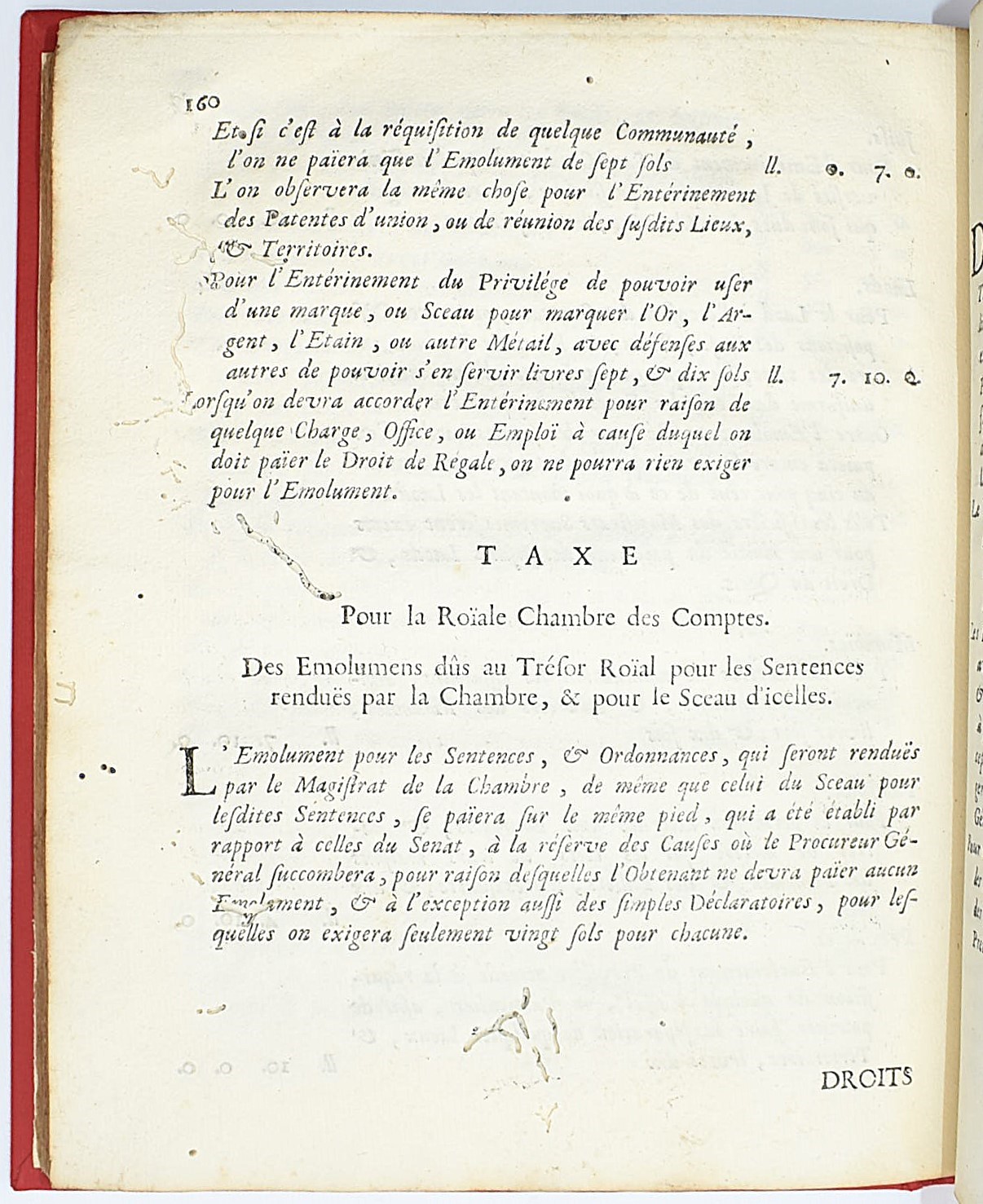 Torino, Accademie Royale, Taxe des emolumens et des droits pour les magistrats, tribunaux, & offi...