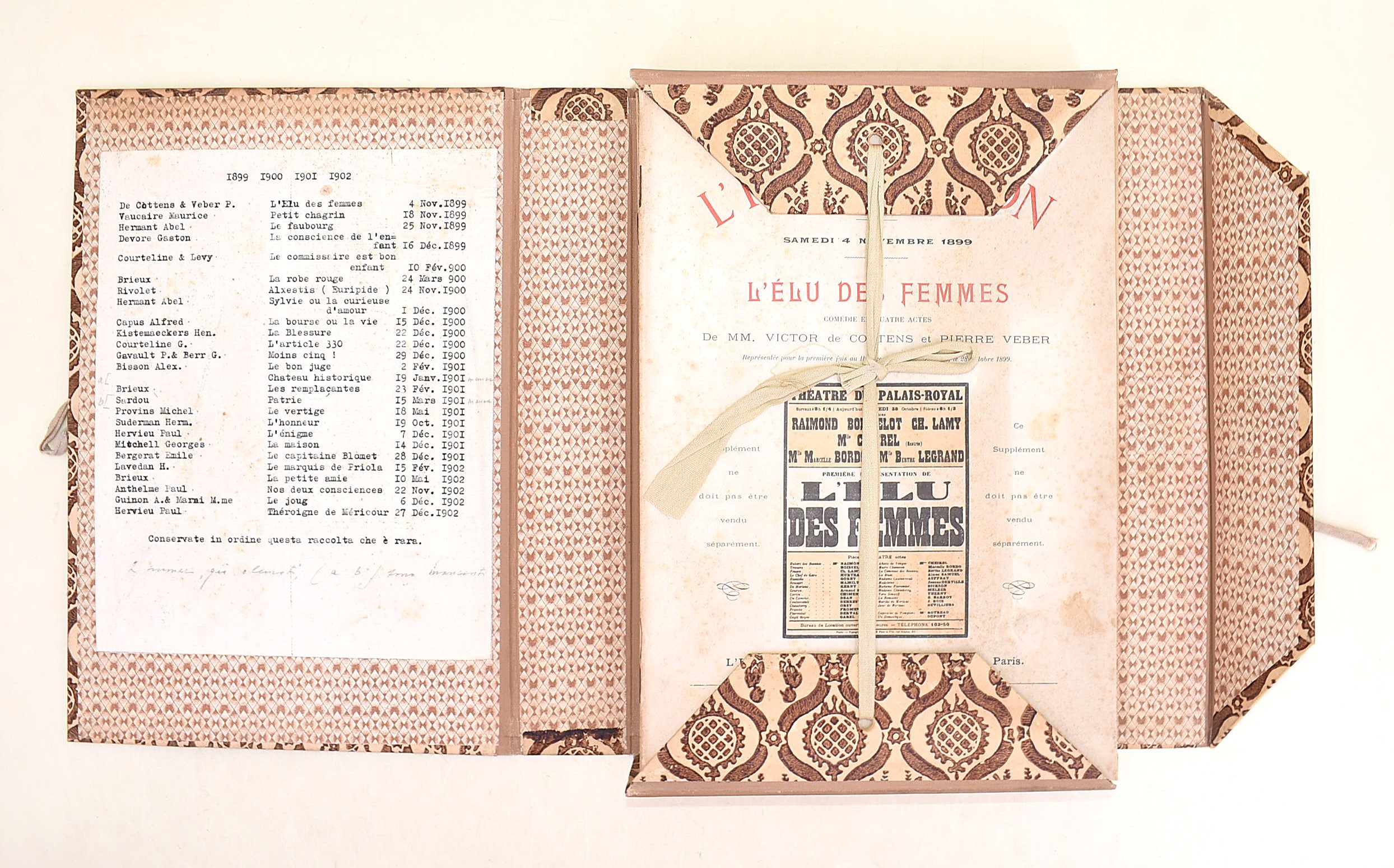 Raccolta di Théâtre Français, 33 faldoni in-4° (circa 1899-1939)