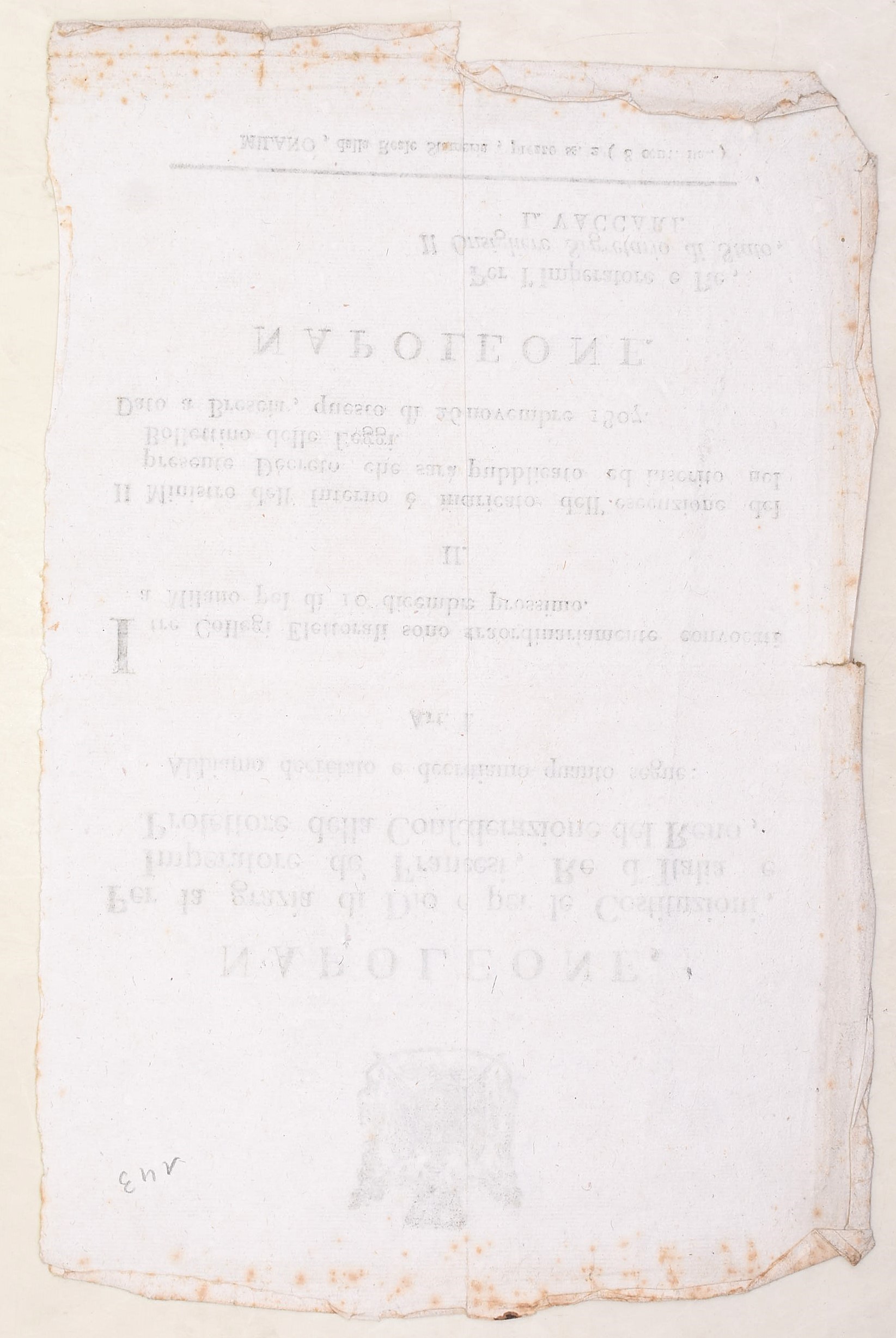 Napoleone I, Decreto di convocazione dei Collegi Elettorali, Milano, 26 novembre 1807