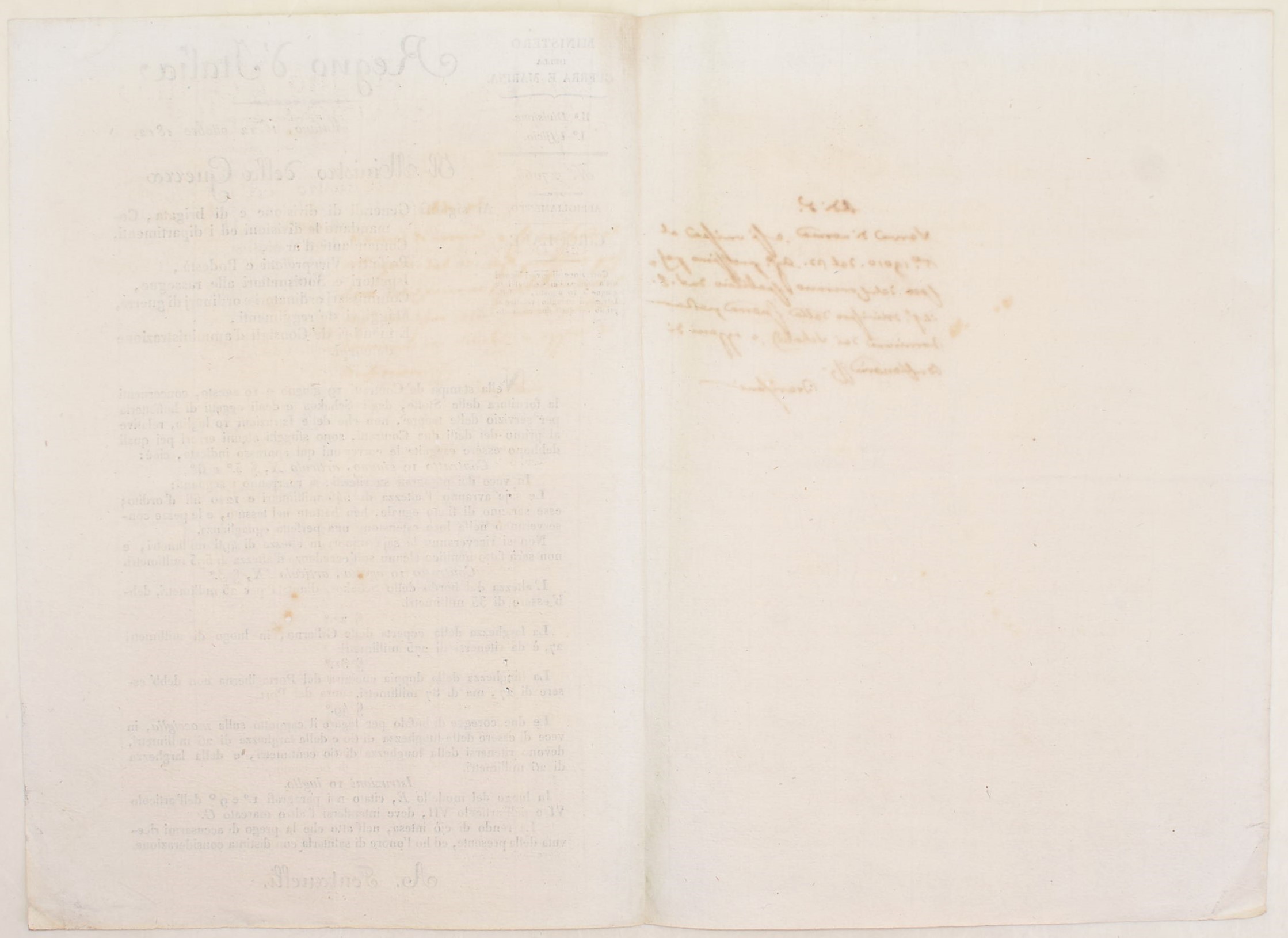 Regno d’Italia, Circolare su abbigliamento e forniture militari, Milano, 12 ottobre 1812