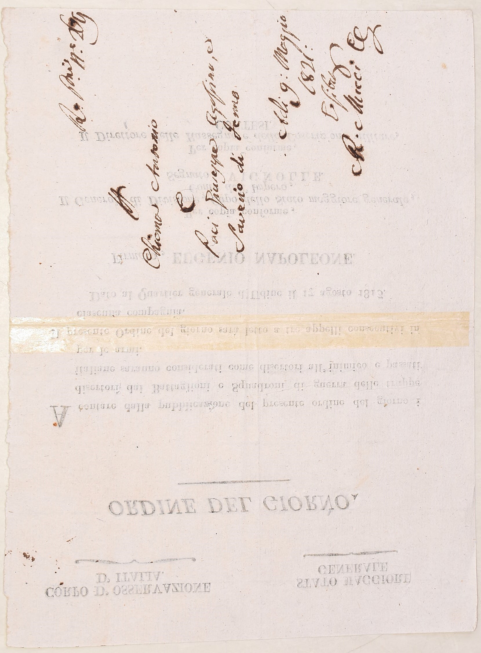 Eugenio Napoleone, Regno d’Italia – ordine del giorno contro i disertori, Udine, 17 agosto 1813