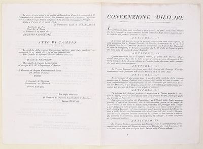 Convenzione militare tra truppe francesi, italiane e austriache, Verona e Mantova, 17 aprile 1814