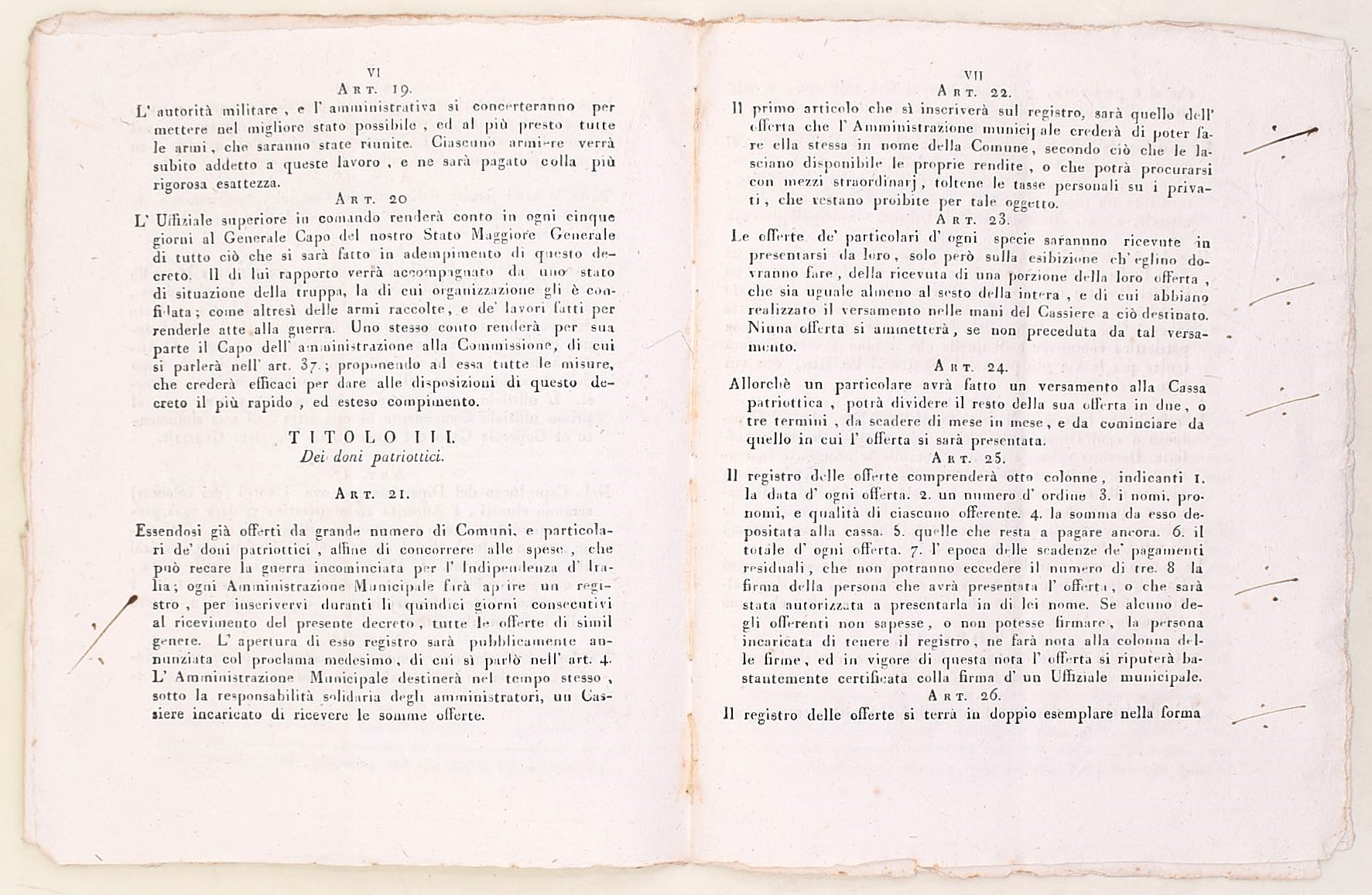 Gioacchino Napoleone (Gioacchino Murat), Decreto per la mobilitazione nazionale e la raccolta del...
