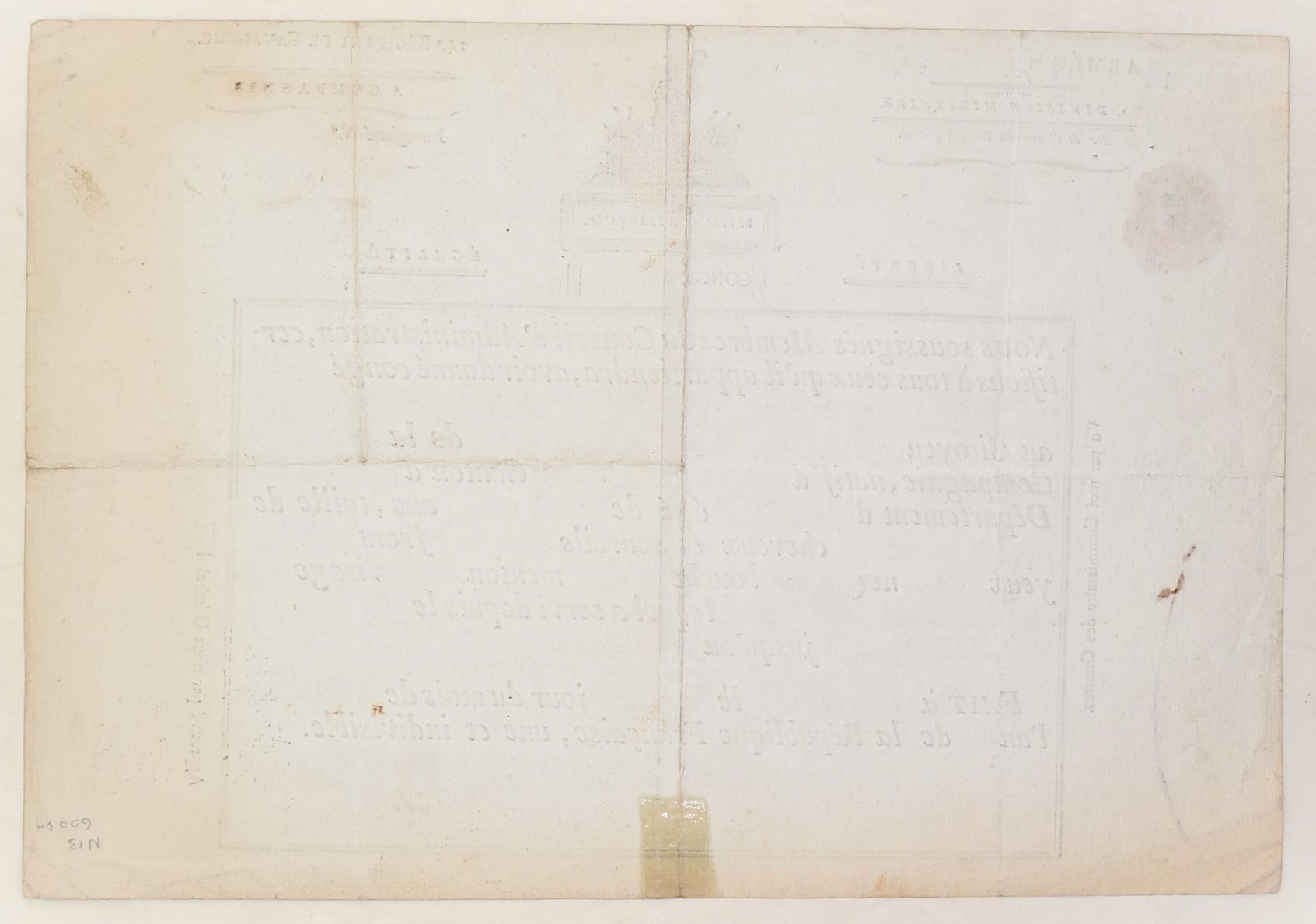 Congé absolu per militare del 14° Régiment de Cavalerie, Repubblica francese, documento a stampa ...
