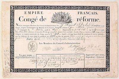 Impero Francese (1809), Congé de réforme con certificato sanitario allegato