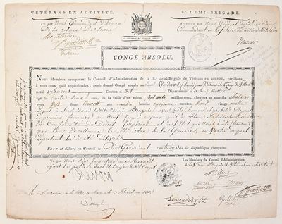 Congé absolu, Division militaire – 8e demi-brigade de vétérans (1804-1805)