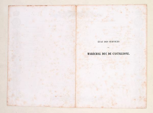 État des services du Maréchal Duc de Castiglione: Augereau, Charles-Pierre-François (primo '800)