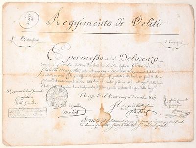 De Lorenzo, Reggimento de’ Veliti, 25 dicembre 1814