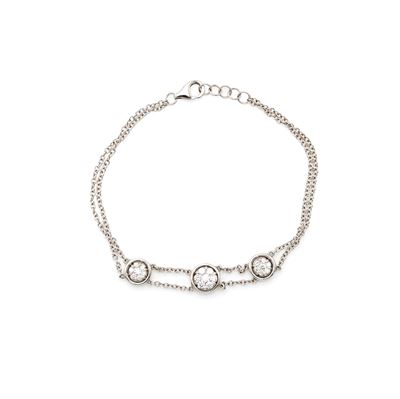 Bracciale in oro bianco 750/000 con diamanti taglio rotondo brillante