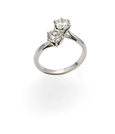 Anello contrarié in oro, diamanti taglio rotondo brillante (ct 0,70 ca) e brillanti