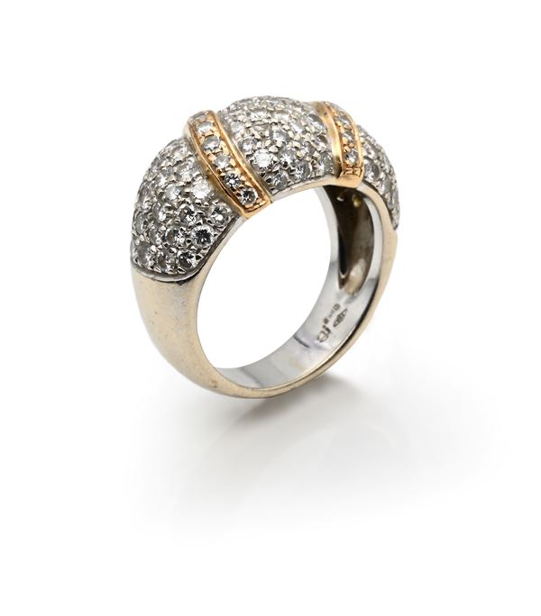Anello a fascia in oro e brillanti
