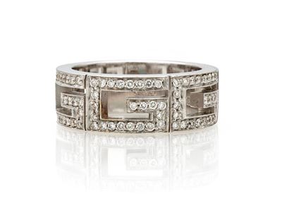 Gucci, Anello in oro bianco 750/000 con brillanti