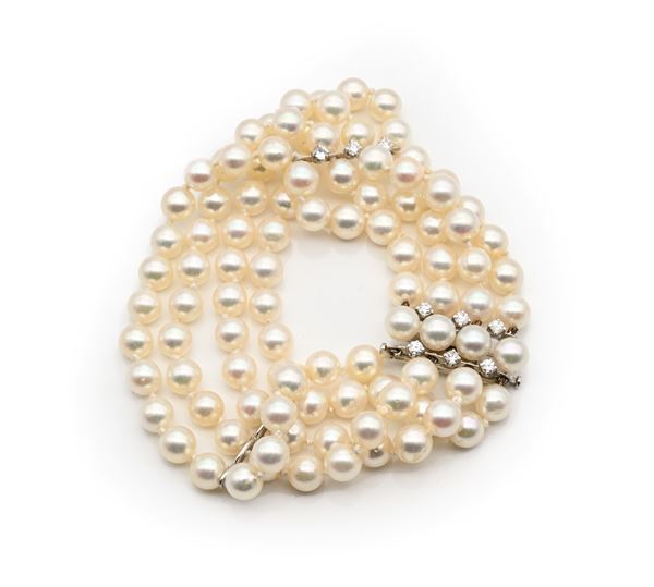 Bracciale in oro, perle e brillanti