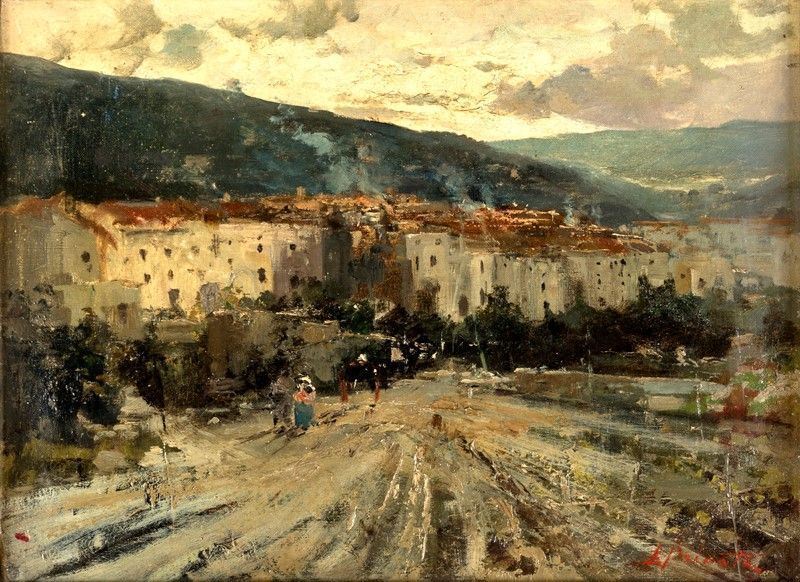Ezelino Briante - Paesaggio con Figure