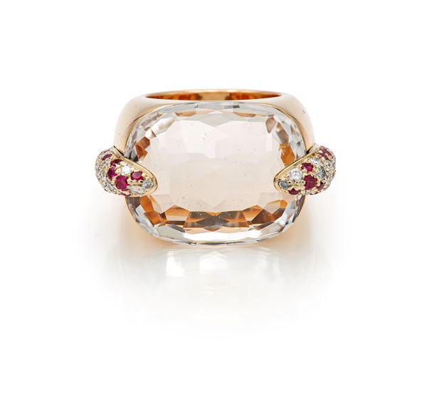 Pomellato - Anello in oro, quarzi, diamanti e rubini, Modello Pin-Up