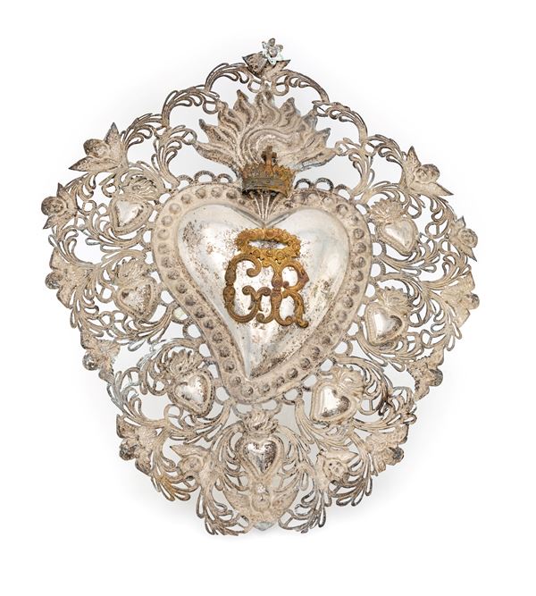 Ex voto in lamina d'argento "cuore"