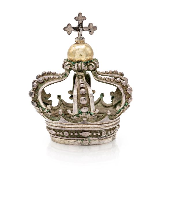 Piccola corona regale in argento per statua sacra