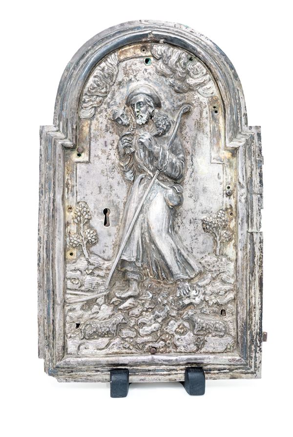 Antico sportello di ciborio in argento e rame, Napoli, XIX secolo