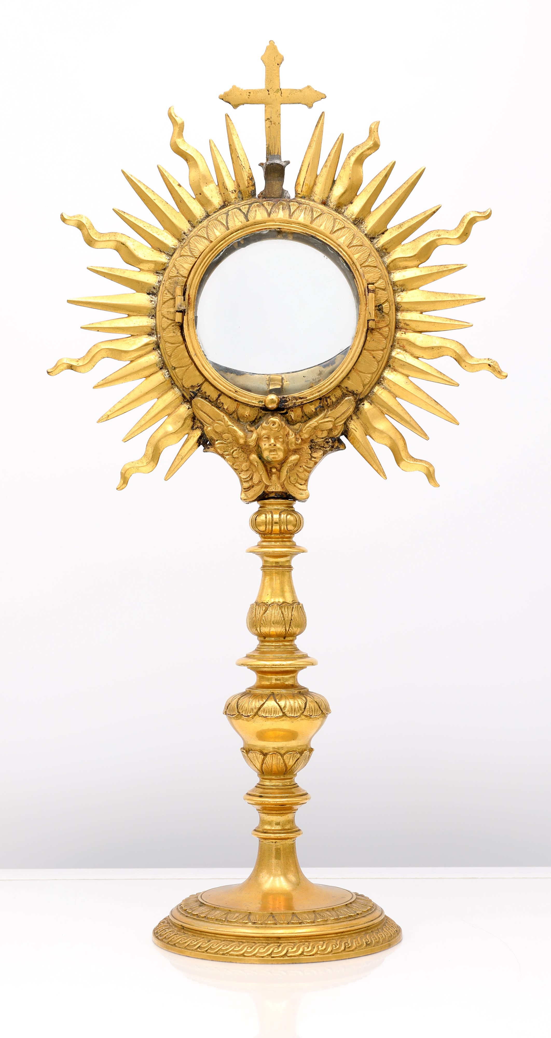 Ostensorio in bronzo dorato, XVIII secolo