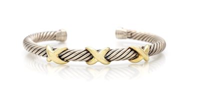 David Yurman, Cavo bracciale in argento 925/000 e oro giallo 585/000