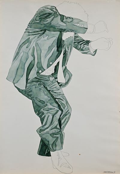 Figura di uomo danzante (matita e acquarello su carta)
