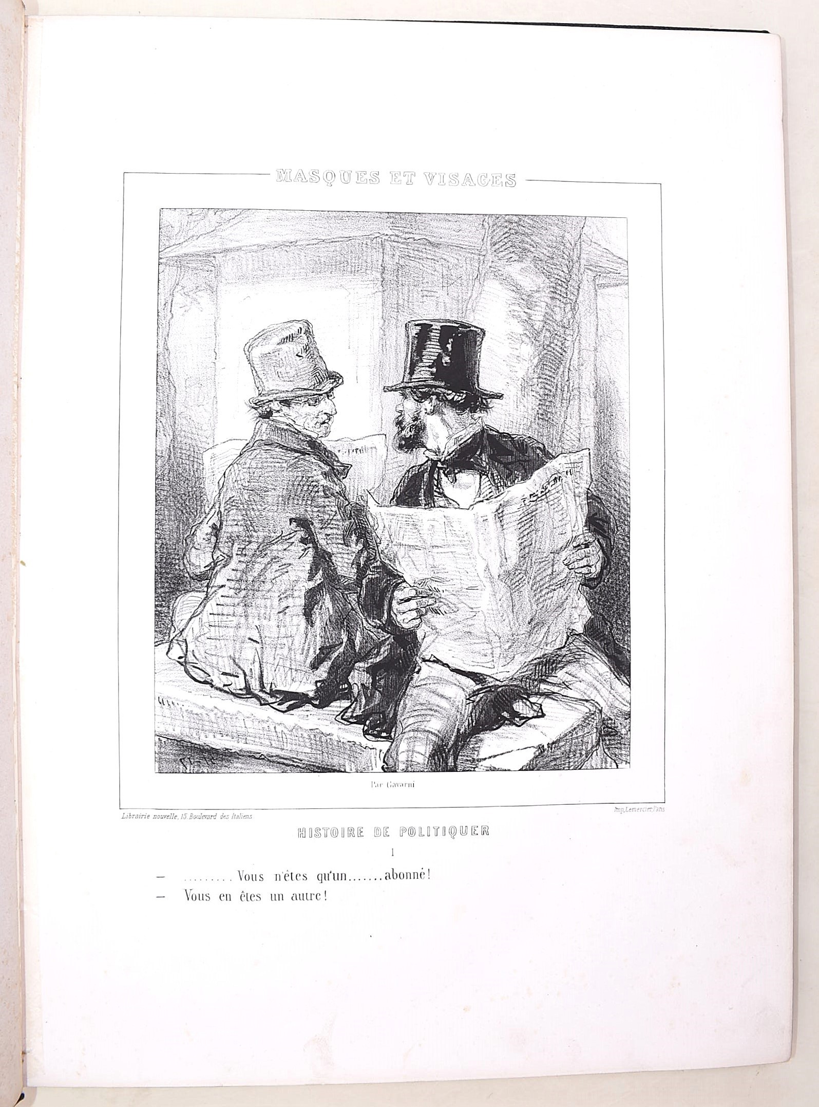 Gavarni, Histoire de politiquer / Les Parens Terribles (piano), illustrazioni incise