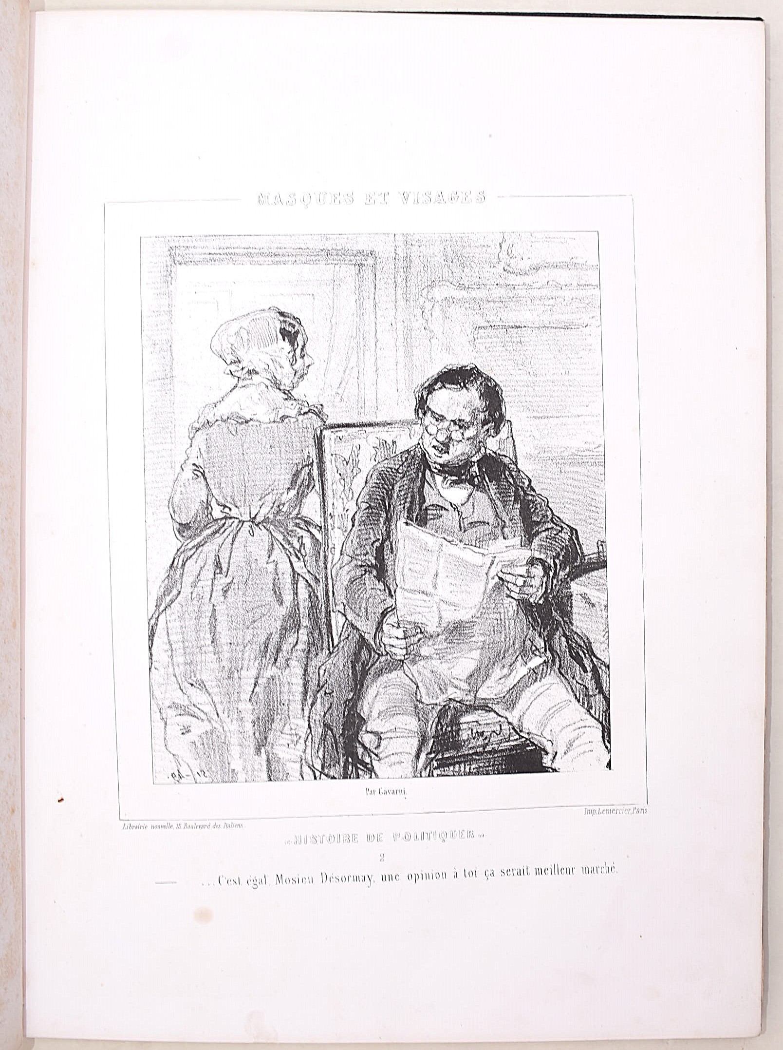 Gavarni, Histoire de politiquer / Les Parens Terribles (piano), illustrazioni incise
