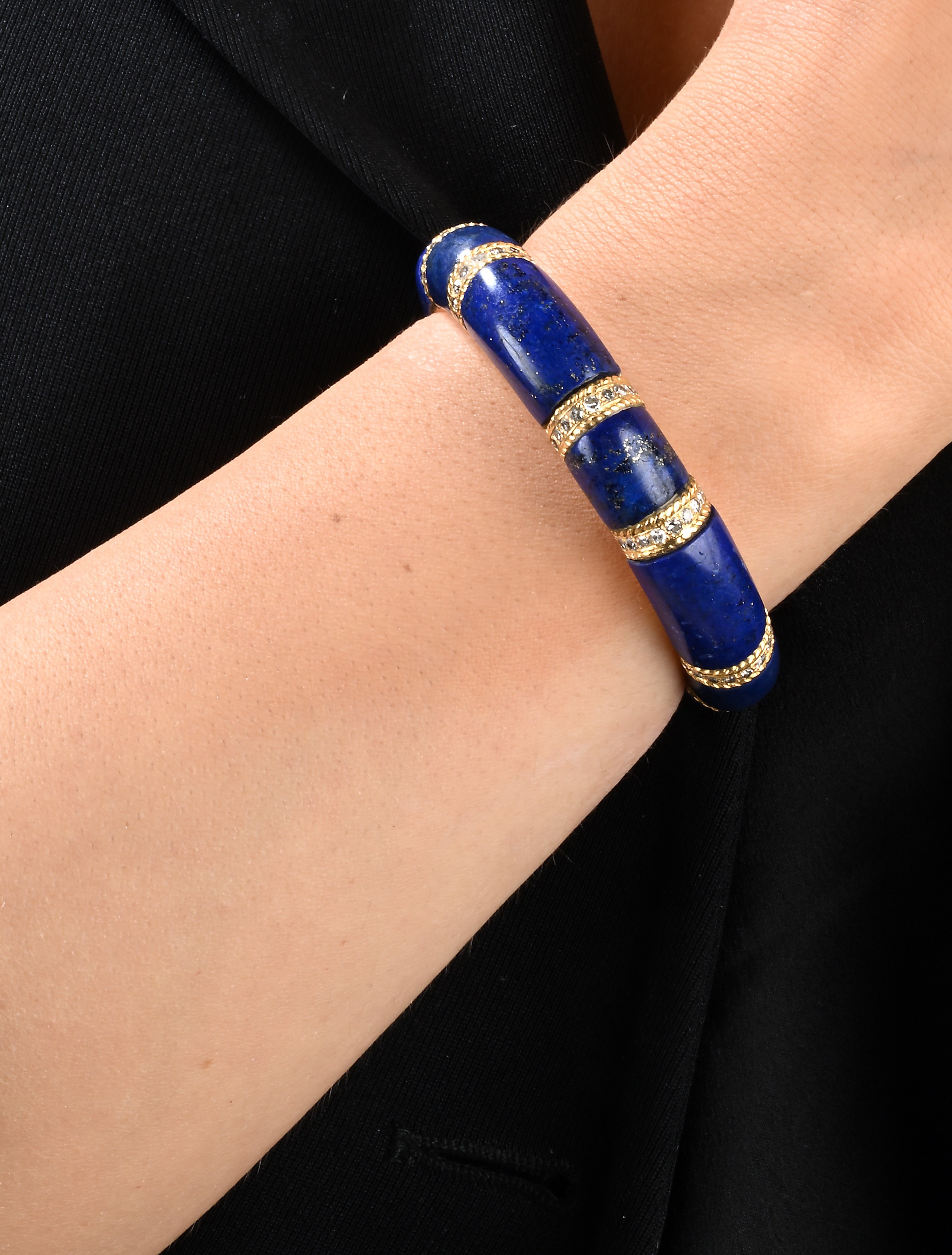 Van Cleef & Arpels bracciale rigido in oro, lapislazzuli e brillanti