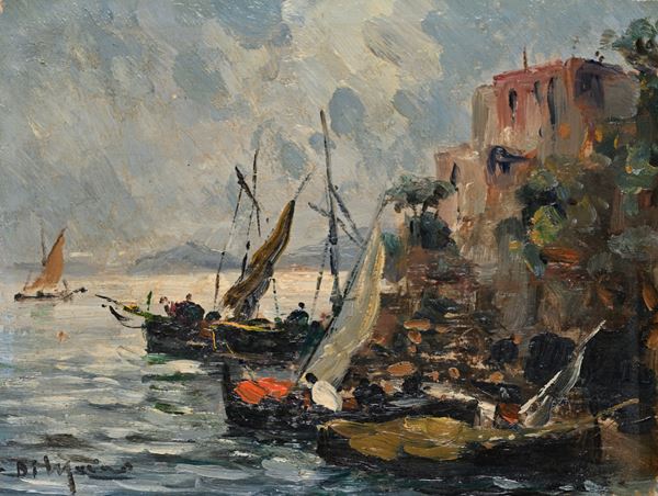 Approdo di barche nel golfo di Napoli