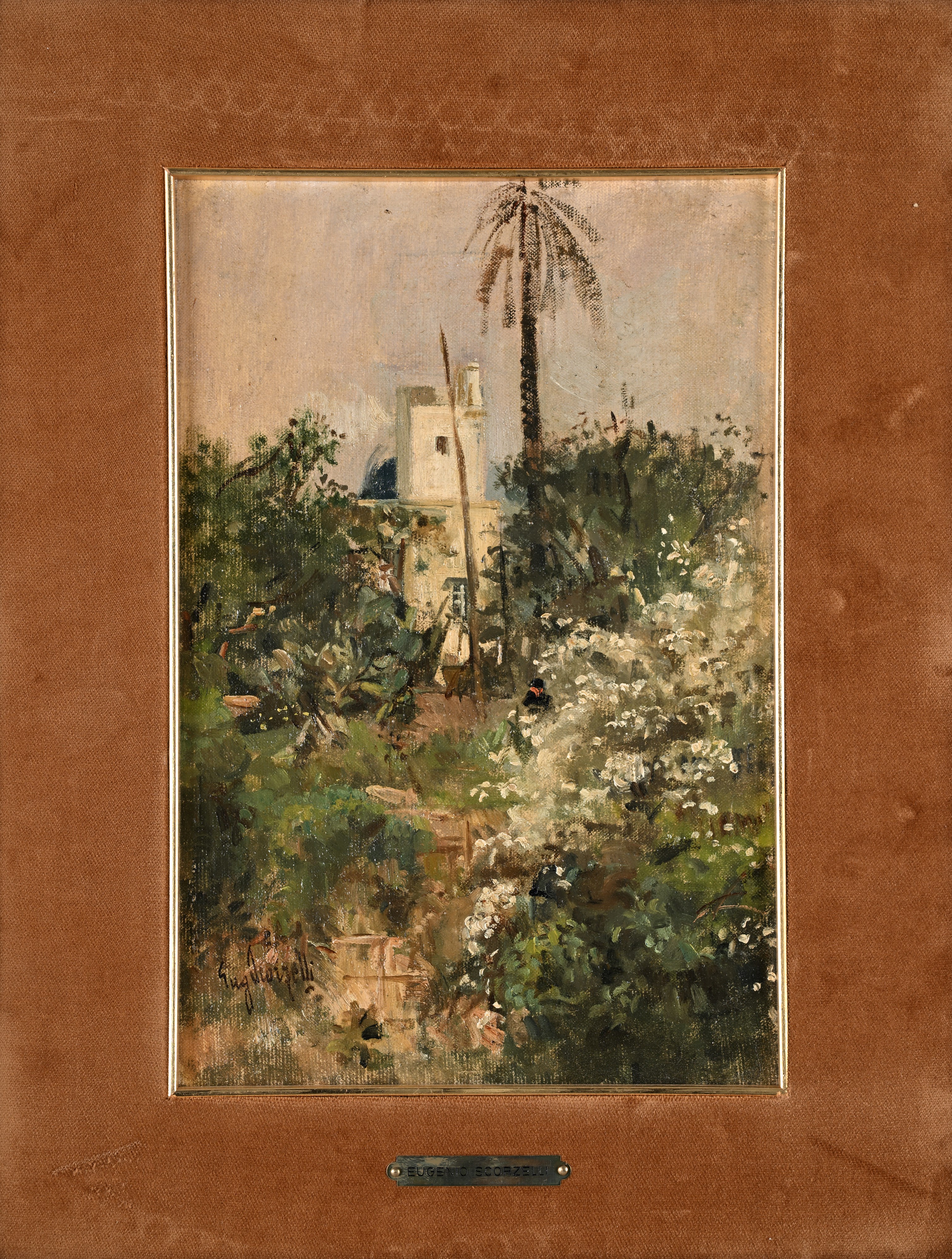 Eugenio Scorzelli - Nel parco, olio su cartone telato