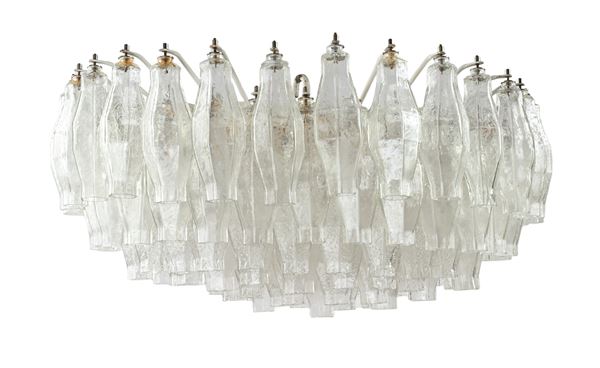 Lampadario da soffitto con diffusori in vetro trasparente in stile poliedri