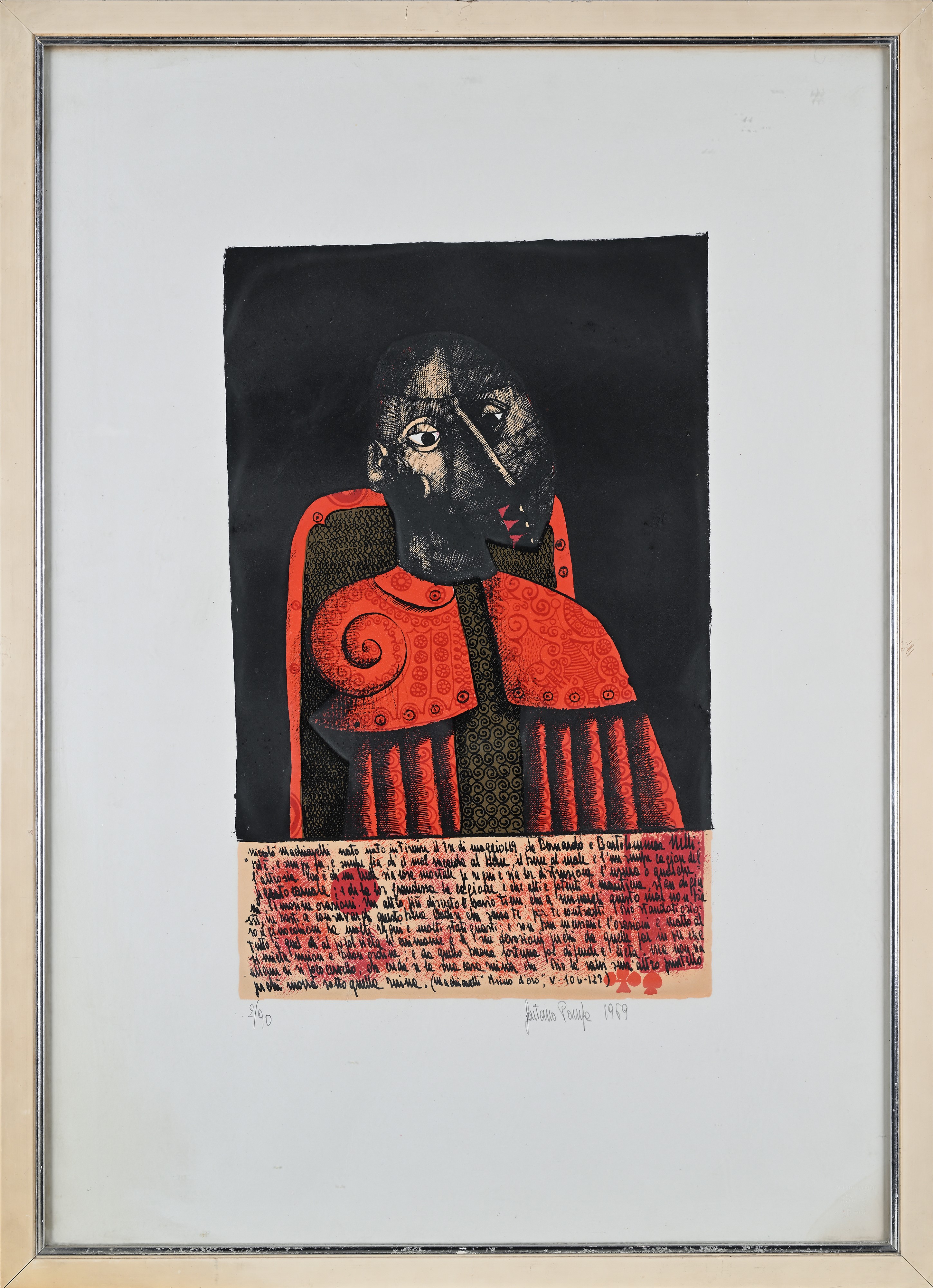 Gaetano Pompa - Machiavelli, dalla cartella Il Machiavello edita da Bestetti, Roma (acquaforte e ...