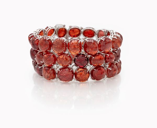 Raro bracciale in oro, spinelli e brillanti