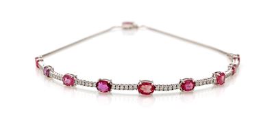 Girocollo in oro bianco 750/000 con zaffiri rosa, zaffiri Padparadscha e diamanti