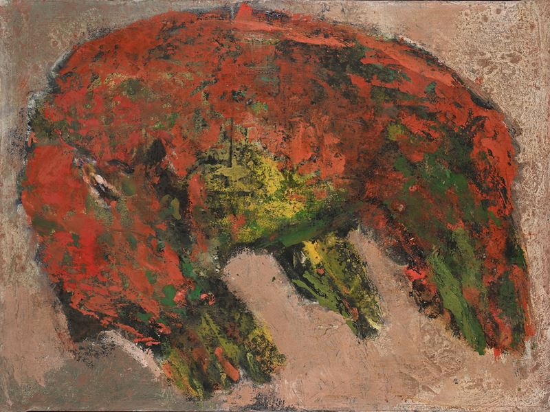 Ausonio Tanda - Cinghiale abbattuto, olio su tela (1962)