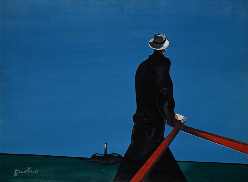 Enotrio Pugliese - Gondoliere, olio su tela