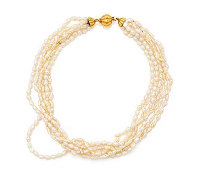 Collana torchon in oro giallo 750/000 con perle