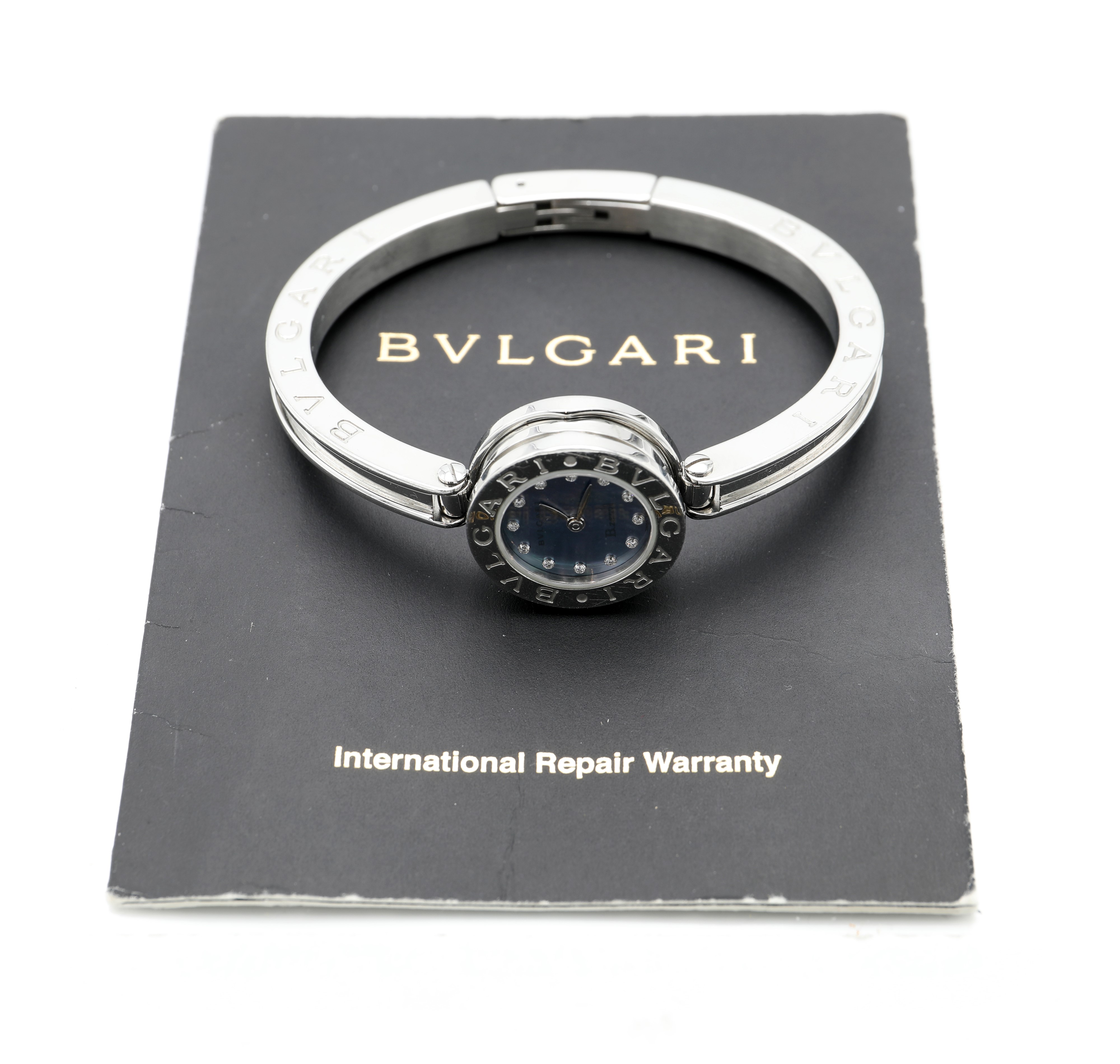 Bulgari, B01 in acciaio con brillanti, referenza BZ22S