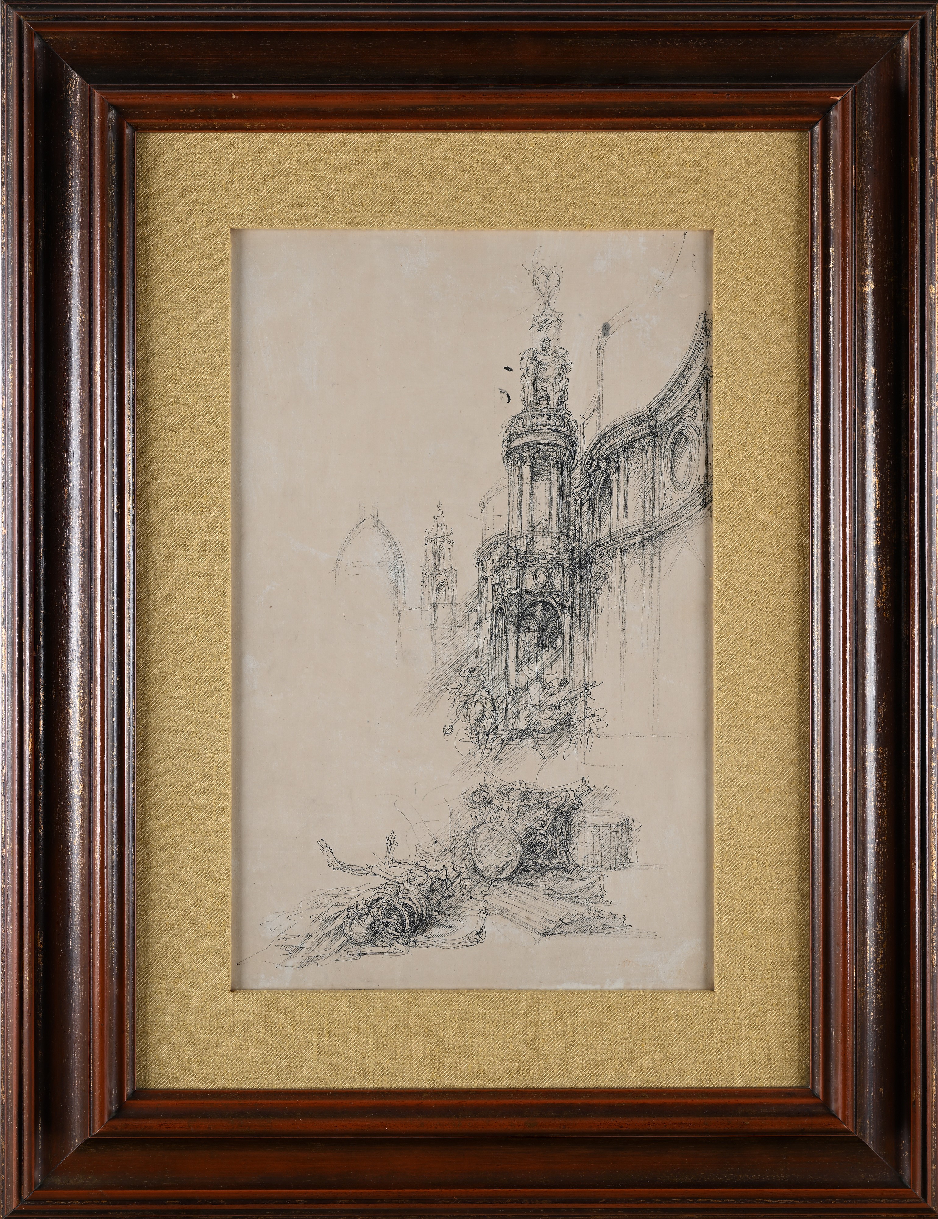 Riccardo Tommasi Ferroni - Coppia di disegni raffiguranti chiese barocche