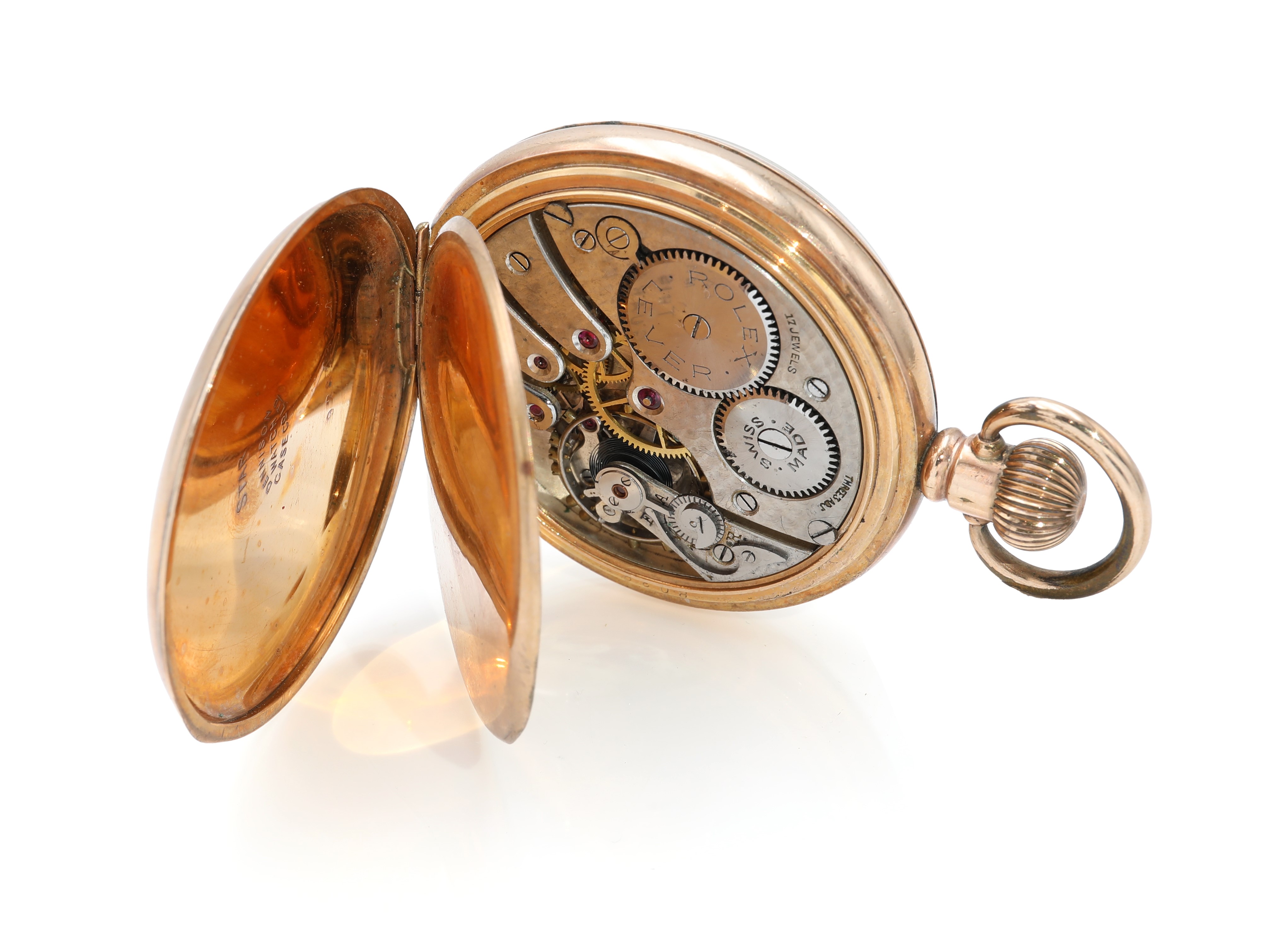 Rolex da tasca in metallo dorato, cassa Star Denninson n. 928038 28A, anni '20