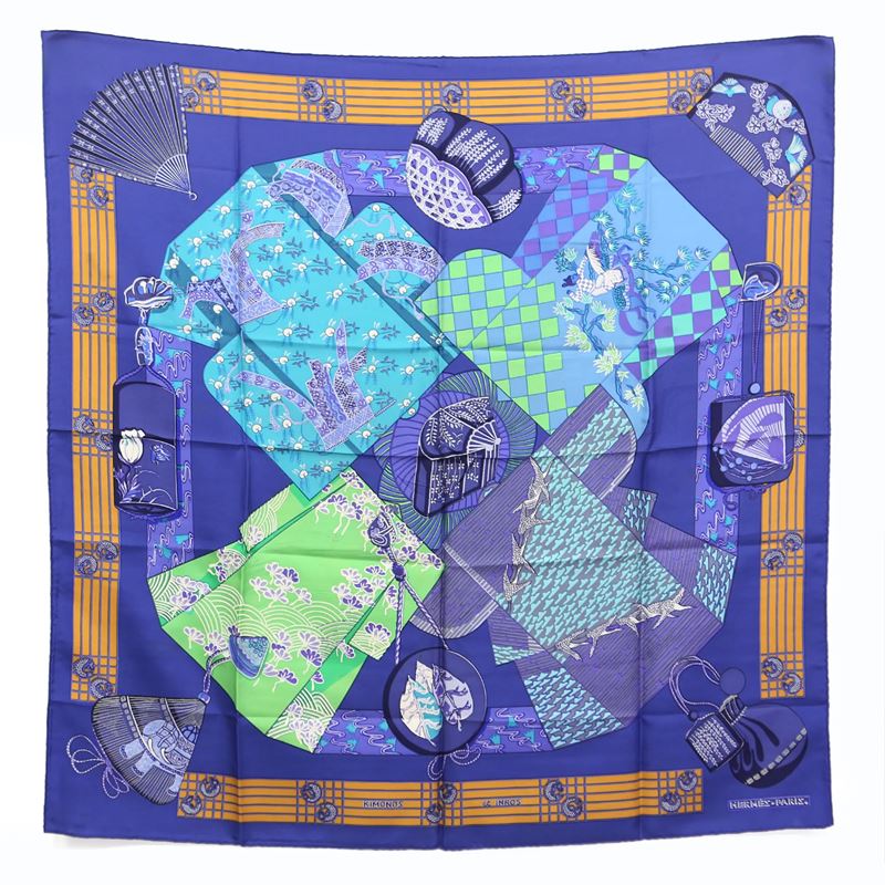 Hermes, foulard in seta con busta