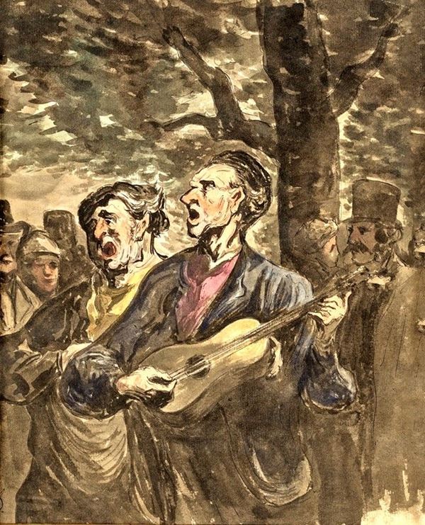 Pittore del XIX/XX secolo - MUSICISTI DI STRADA