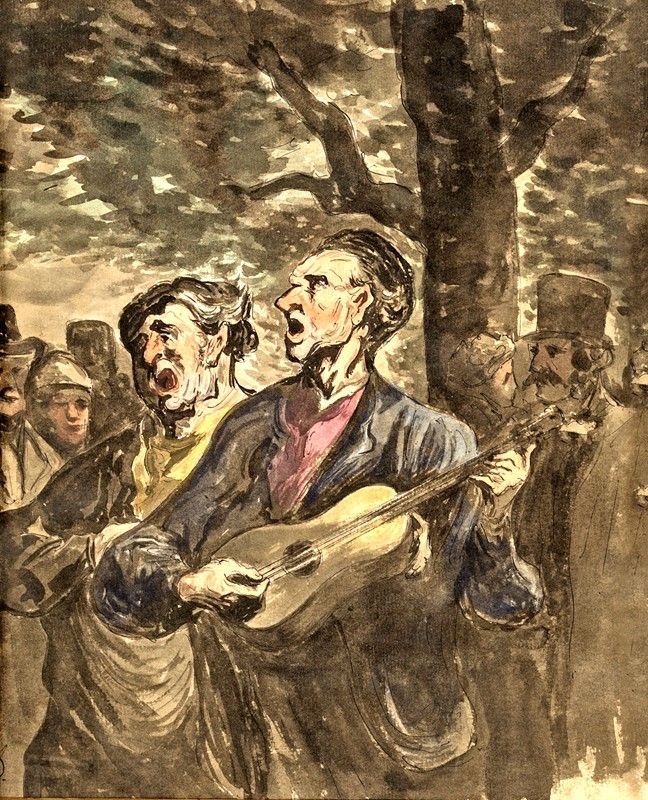 Pittore del XIX/XX Secolo - Musicisti di Strada