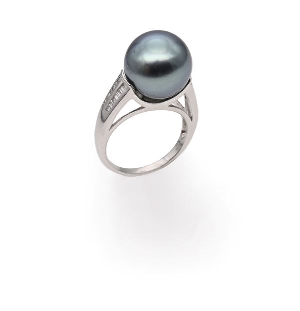 Anello in oro, perla Tahiti