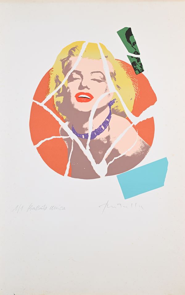 Mimmo Rotella : Marilyn  - Serigrafia - Asta Grafica Internazionale e Multipli d'Autore - Casa d'Aste Arcadia