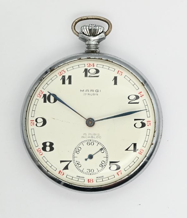 Margi Incabloc (Cal. Unitas 6431/6445) per le Ferrovie dello Stato Italiane - Orologio da tasca con scappamento ad ancora remontoir da uomo in metallo