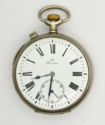 Perseo per le Ferrovie dello Stato Italiane, Orologio da tasca con scappamento ad ancora e remont...