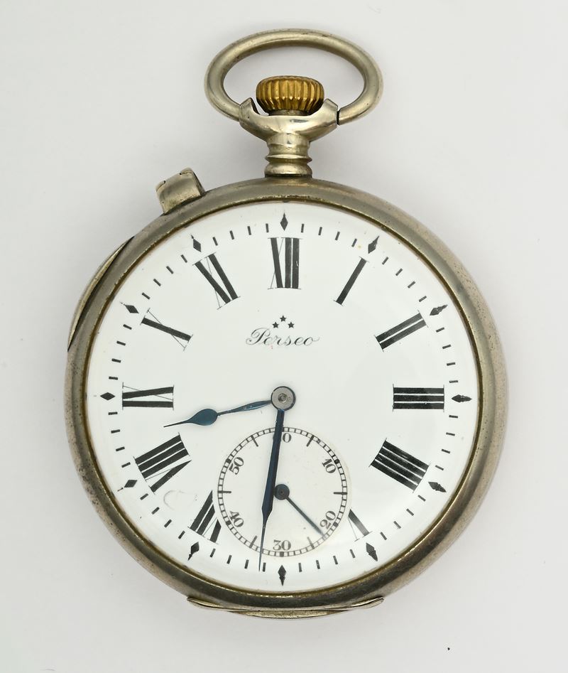 Perseo per le Ferrovie dello Stato Italiane, Orologio da tasca con scappamento ad ancora e remont...