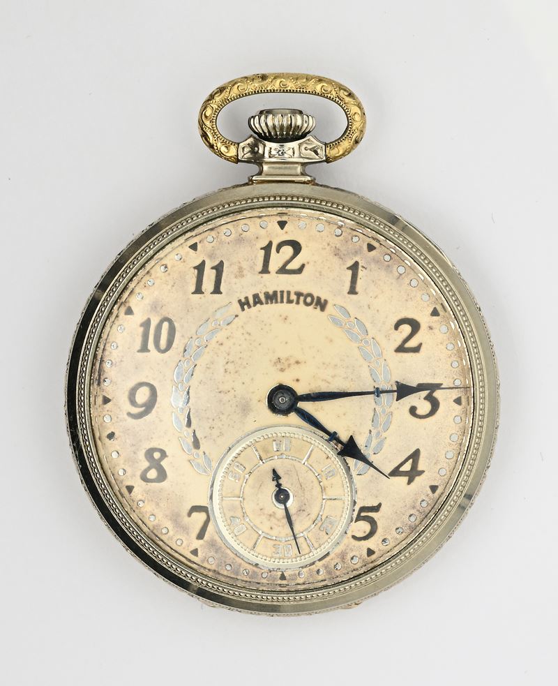 Hamilton 912 (Watch Co., Lancaster PA.), Orologio da tasca con scappamento ad ancora e regolazion...